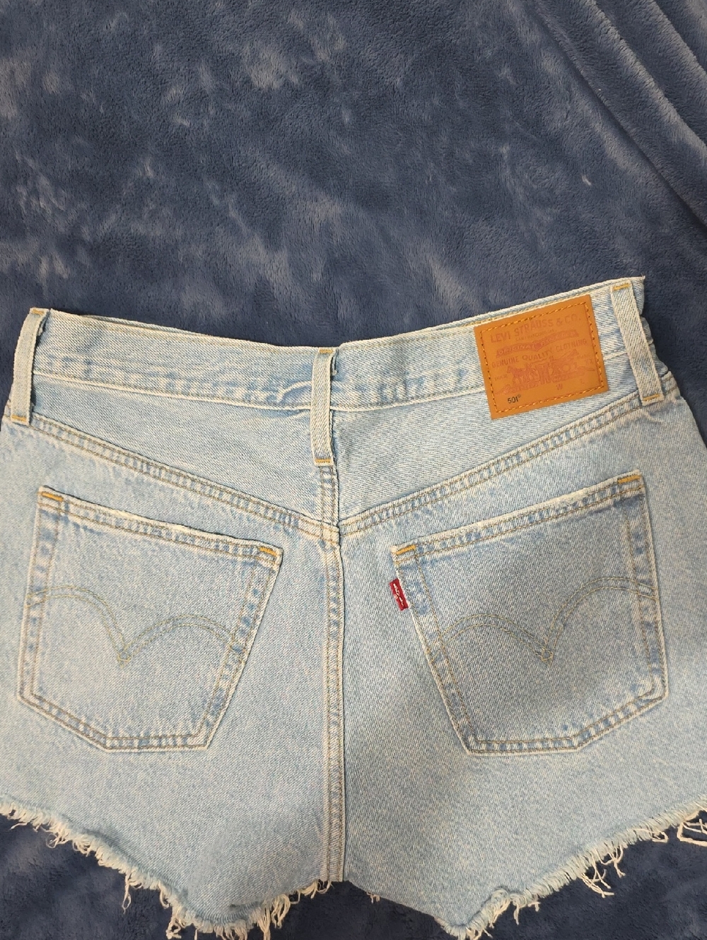 Levi's Light Blue Denim Cutoff Shorts with Frayed Hem